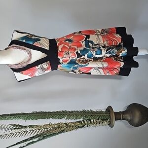 Studio Y Retro Coral, Turquoise, and Brown Halter Dress